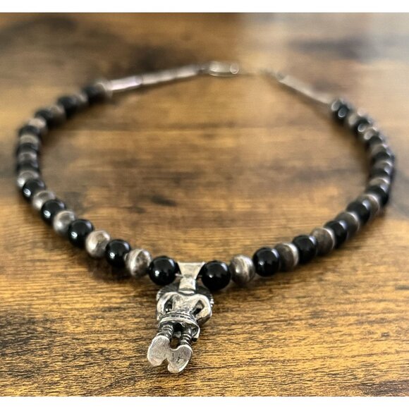 Vintage Sterling Silver Native American Bead Necklace With Sun Kachina Pendant - Picture 6 of 10